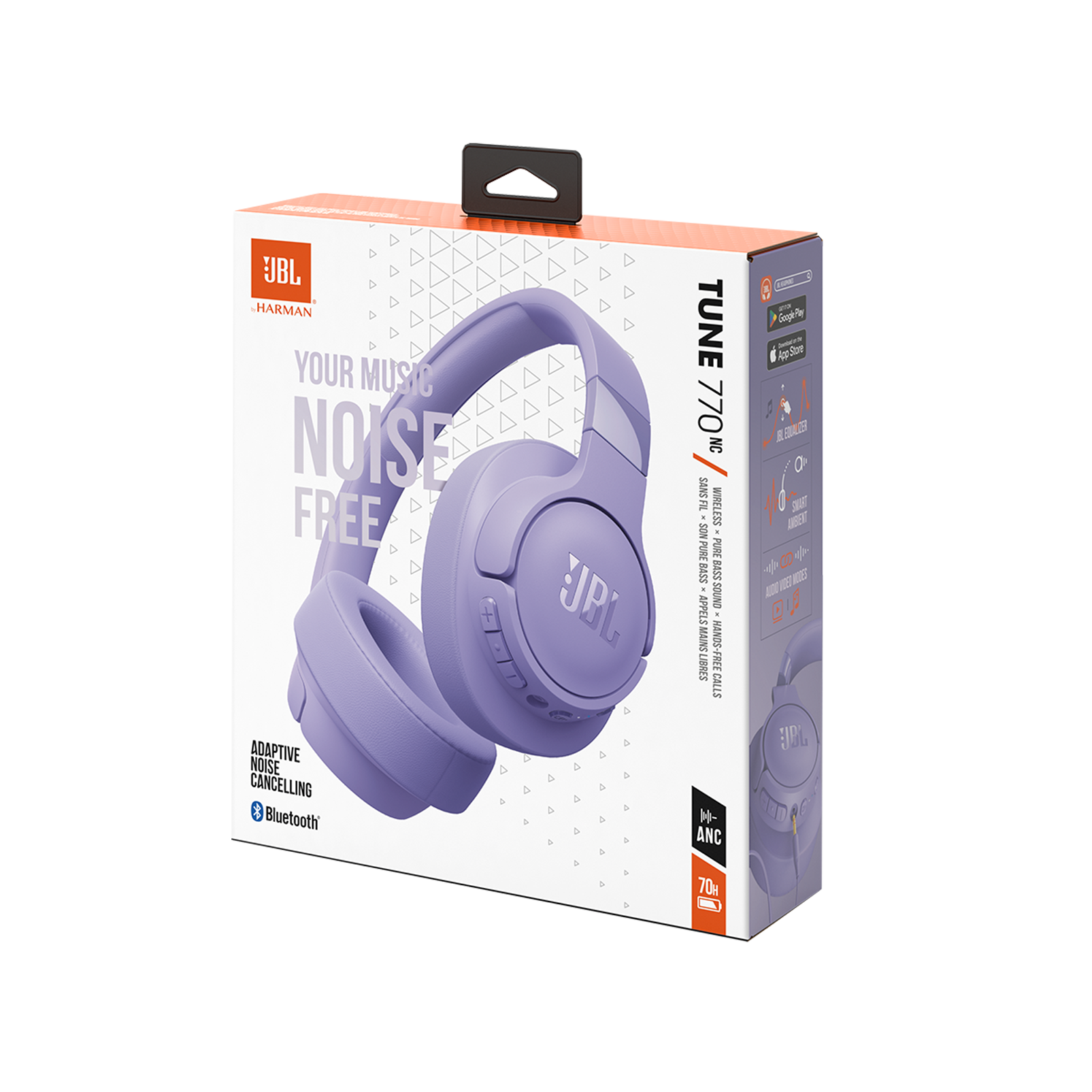 JBL Tune 770NC - Purple - Adaptive Noise Cancelling Wireless Over-Ear Headphones - Detailshot 10